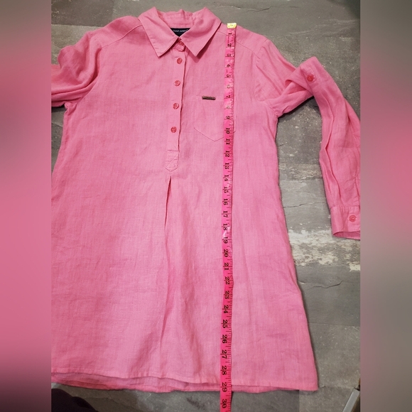 Saint-James Long Sleeves Button Down Blouse Top. Pink. 100% Linen. Size 6US. - Picture 6 of 10